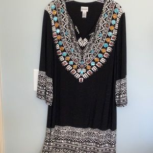 DRESS BLACK CHICOS WITH BLACK/ WHITE DESIGN ON TOP & BOTTOM 3